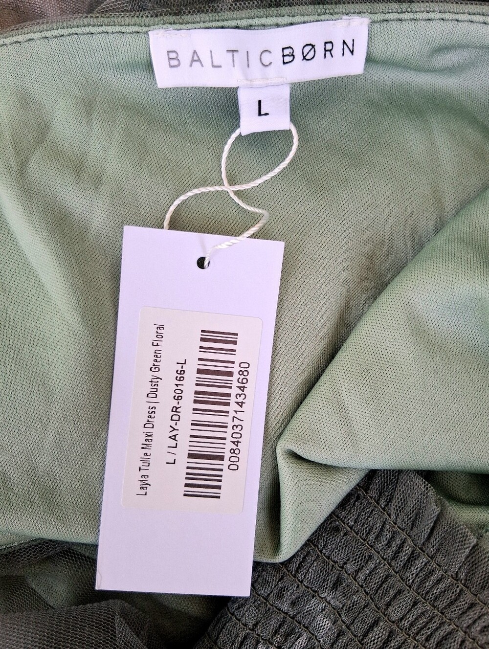 Baltic Born Layla Tulle Maxi Dress Dusty Green Floral Size Large NWT - Picture 13 of 16